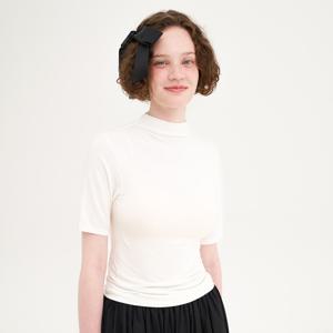 심리스 모달 5부소매 모크넥 반팔탑_ST3100