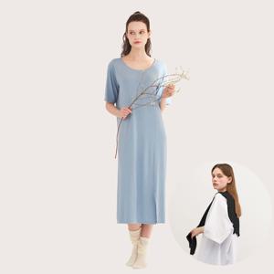 CJ단독구성 [최초가108,000원]심리스 코튼 보트넥 루즈핏 드레스＋코튼 숄