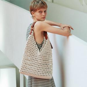 3Colors_핸드메이드 니팅 레더 스트랩 컷 크로스&숄더 백l B10