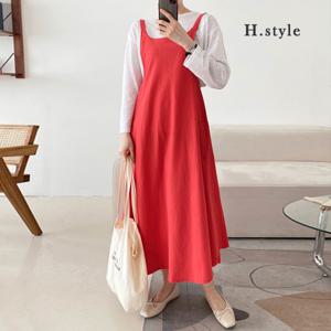 H스타일OP린넨바닐라멜빵원피스/봄신상/OPS/원피스/쉬폰/홈웨어/캐주얼/라운지