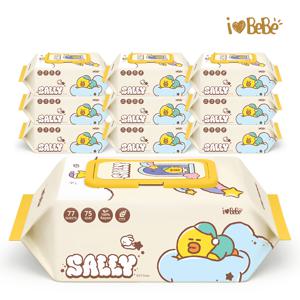 라인프렌즈 드림에디션 샐리 레이온100% 75g 77매 10팩 캡형 아기물티슈