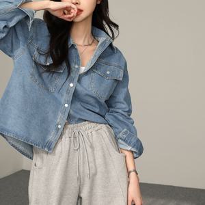 자체제작/ 언발 포켓 데님 셔츠 #49447