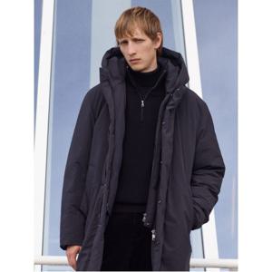 루즈 핏 울 솔리드 로게이지 하프 집업 스웨터 - 블랙 (RY4X51P725)