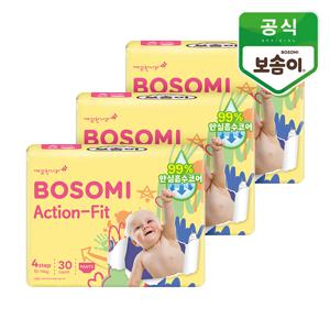 보솜이 액션핏 남녀공용 팬티형 기저귀 대형 30개입 3개
