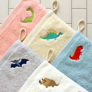 캐릭터 자수 40수 어린이집 고리수건 5장 세트 유치원 핸드타월 공룡