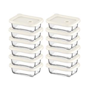 내열오븐유리 촉촉한 즉석한끼용기 직사각형 370mlx6p -2개 밥용기 유리용기 냉동밥보관 찜기 반