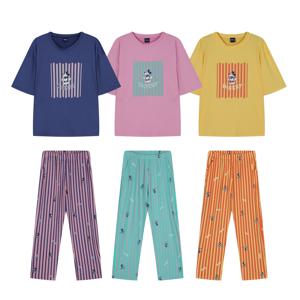 잠옷 빅사이즈 반팔 단가라 미키 스판 커플 파자마 / 긴팔 가을 겨울 홈웨어