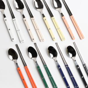 티니블랑 레브 컬러 핸들 스텐 한식 수저세트 2p 8color 택1