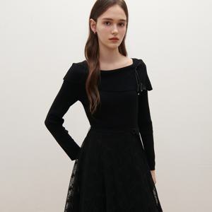 [샤틴]오프숄더 니트 레이스 원피스 S261T951