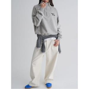 자수 반집업 스웨트셔츠  그레이 (356141CM53)