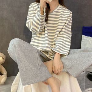 여성 긴팔 홈웨어 상하의세트 캡내장 잠옷 여자 실내복 파자마 상하 세트