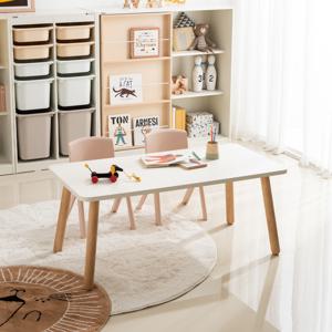 꼼므 1200 아이책상+의자 세트 (화이트/베이지)