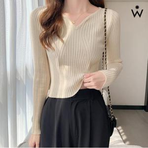 정상가:29,000원ㅣ슬림핏 브이넥 베이직 골지 니트 (WIAANT026)