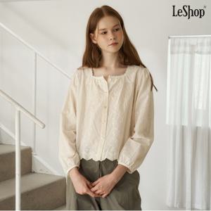 정상가:69,000원 ㅣ 스퀘어넥 레이스 자수 긴팔 블라우스 (DP3BA071A)