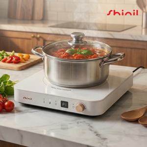 [카드7%+적립10%] SHINIL 프리미엄 1구 인덕션 전기레인지 1인용 휴대용 미니 화이트 SHL-M2000WT
