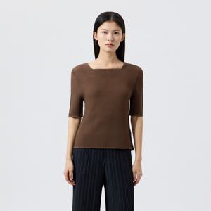 [최초가 109000원] 오간자 스퀘어넥 플리츠 티셔츠_PPTSM026004