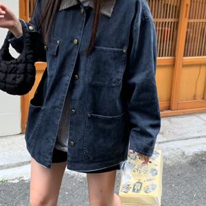 [브리치]  / 쇼룸 레더 카라 진 자켓