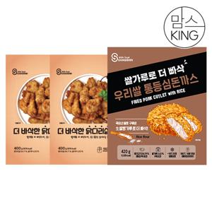 [맘스킹] 상신 돈까스 더 바삭한 닭다리살 치킨 400gX2개+더빠삭 우리쌀 통등심돈까스 420g(3장)