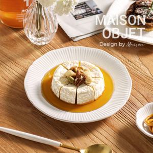 윤도자기 순백 화이트 도자기 18cm 접시 소