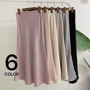 [브리치]  / 여성 뱃츠 새틴 플레어 밴딩 롱 스커트/ 6컬러