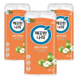 깨끗한 나라 데일리 키친타올 150매 24개(8롤x3팩)