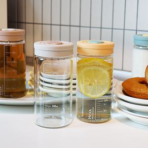 헥사 내열유리 눈금유리병 투톤실리콘캡 4종세트 300ml 우유병 주스병 아기보리차