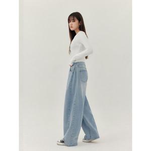 [하프클럽] 연청 남여공용 사이드 핀턱 벌룬핏 와이드 데님 팬츠