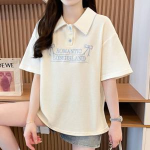 [브리치] 나바바 / NT2487 러블리 레터링 카라 반팔 티셔츠