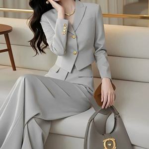 테일러드 크롭 자켓 슬랙스 세트 데니븐투피스