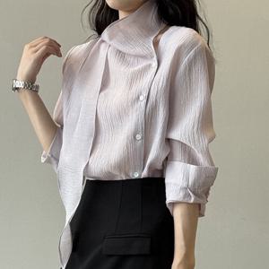 실크 요르 라벤더 타이 블라우스