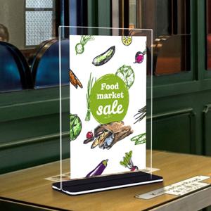 아크릴메뉴판 투명 아크릴 테이블 스탠드 메뉴판 가격표 T자 POP 꽂이 식당 카페 안내문 거치대 A5 A4