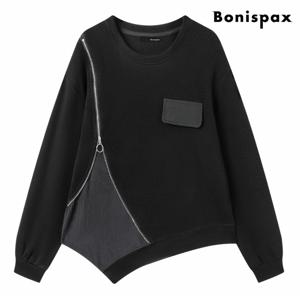 정상가:79,000원 ㅣ 언발 레이어드 페이크 지퍼 맨투맨 티셔츠 (XP4LW012L0)