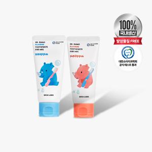 에이카랩스 아기 유아 어린이 코뿔소치약 60g 사과향 청포도향 4개입