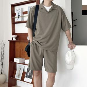 남성 캐주얼 카라넥 반팔 반바지 세트 1P 편한 셋업 반팔반바지세트 여름트레이닝세트