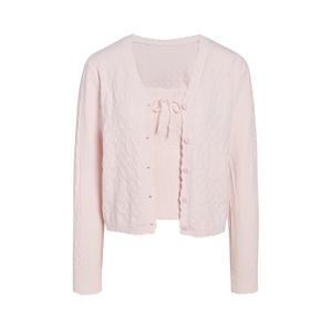 레이스 버튼 가디건+리본 슬리브리스 세트 GS3N1CD361