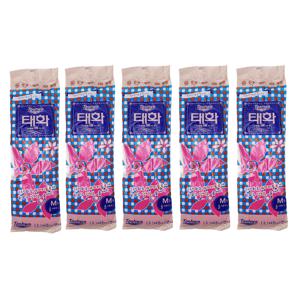 고무장갑 올에이 중M 핑크 5개 국내생산 주방 설거지용 두꺼운 장갑