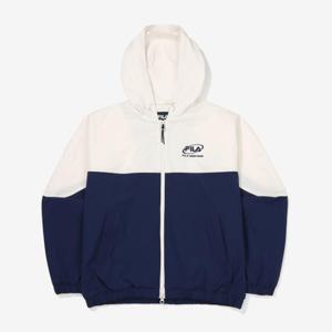 휠라 여성 컬러블럭 스트레치 후드 바람막이 자켓 FS2JKF3151F_NAY