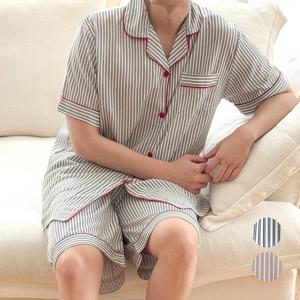 마리끄 데일리 스트라이프 셔츠카라 반팔 파자마 남성 잠옷세트