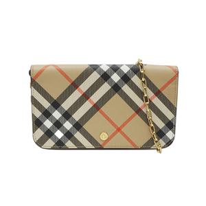 체크 체인 스트랩 장지갑 샌드 8095123