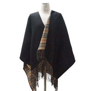 체크 울 리버시블 케이프 블랙 8077897