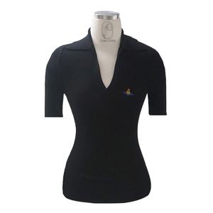 비비안 웨스트우드 오브 로고 코튼 폴로 셔츠 블랙 18030040 Y003F N401