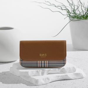 액세서리 [[26SS]] DCHO6E968W2 [JEANNE]브라운 가죽배색 체크 2단 카드지갑