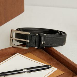 헤지스 액세서리 남성 [[25SS]] WUBE5E903BK [스테디셀러] 블랙 로고장식 소가죽 벨트