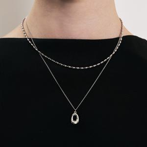 [~3/18 원석팔찌] oval pendant layered set necklace