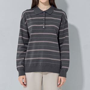 [엘브랜드] 슬로우 카라 스트라이프 니트/~77까지/캐쥬얼/여유핏