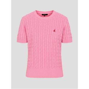 레이디스 [Essential] 코튼 케이블 라운드넥 반소매 풀오버  핑크 (BF6251E05X)