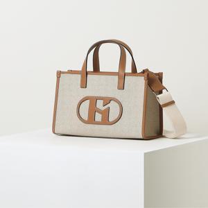 [백화점BEST] HIBA6E108I2_여성 H소가죽 패치 베이지 토트 겸 숄더백 M