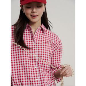 [B. my] 깅엄 체크 아우터형 셔츠  레드 (BF6264N016)