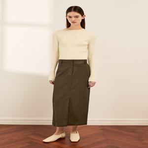 페이크 레더 슬릿 롱 스커트 SWWSKQ12080