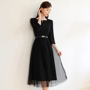 (~XXL까지) 아센트 샤 레이어드 벨트 원피스 봄 가을 하객룩 오피스룩 모임룩 격식룩 빅사이즈